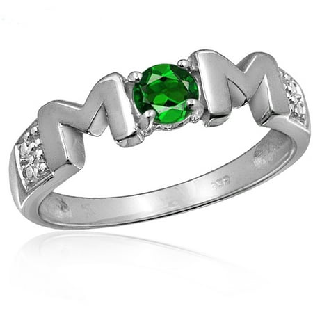 JewelersClub 0.27 Carat T.G.W. Chrome Diopside Gemstone and White Diamond Accent Sterling Silver Mother Ring