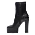 thumbnail image 3 of FSJ Women Stylish Platform Block High Heels Ankle Boots Round Closed Toe Booties Buckled Strap Side Zipper Shoes Size 14 Black, 3 of 5