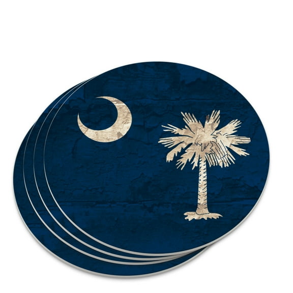 Rustic South Carolina State Flag Distressed USA Novelty Coaster Set