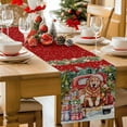 thumbnail image 5 of Burlap Table Runner 72 Inches Long,Xmas Winter Dog Farm Truck Non-Slip Kitchen Table Runners for Dining Room Everyday Use Party Table Decorations Christmas Tree Green Red, 5 of 9