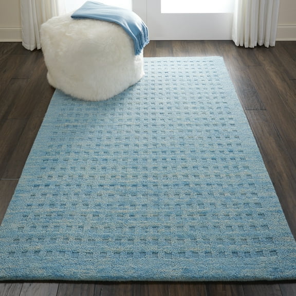 Nourison Perris Solid Sky Blue 3'9" x 5'9" Area Rug, (4x6)