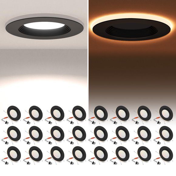 Powerasia, 24 unidades, luces LED para latas de 5/6 pulgadas, color negro, 12 W, 5 CCT, regulables