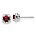 thumbnail image 6 of Auriga Fine Jewelry 10K White Gold Cushion-cut Garnet Diamond Stud Earrings for Women, 6 of 6