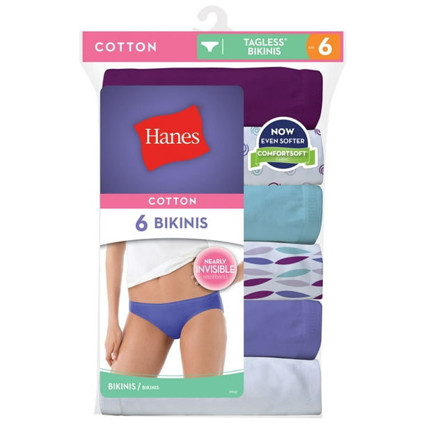 Hanes Womens No Ride Up Cotton Bikini - Best-Seller, 5, Assortis