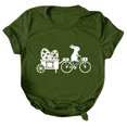thumbnail image 1 of Pxiakgy Liquidation! T-Shirts de Pâques Col Rond pour Femmes Joyeuses Pâques Lapin avec Lunettes Blouse Décontractée Graphique Printemps Hauts Colorés Tee Femmes Topseaster Manches Courtes Mode Décontractée Chemise Vert Armée S, 1 of 5