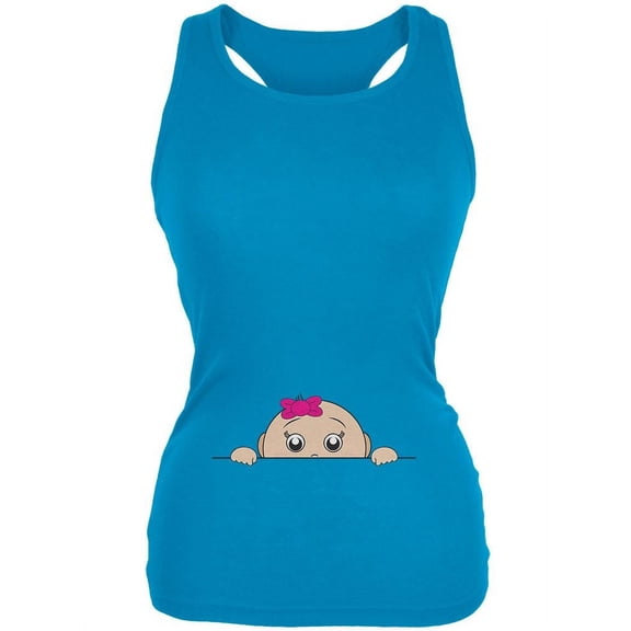 Peeking Baby Girl Juniors Soft Tank Top