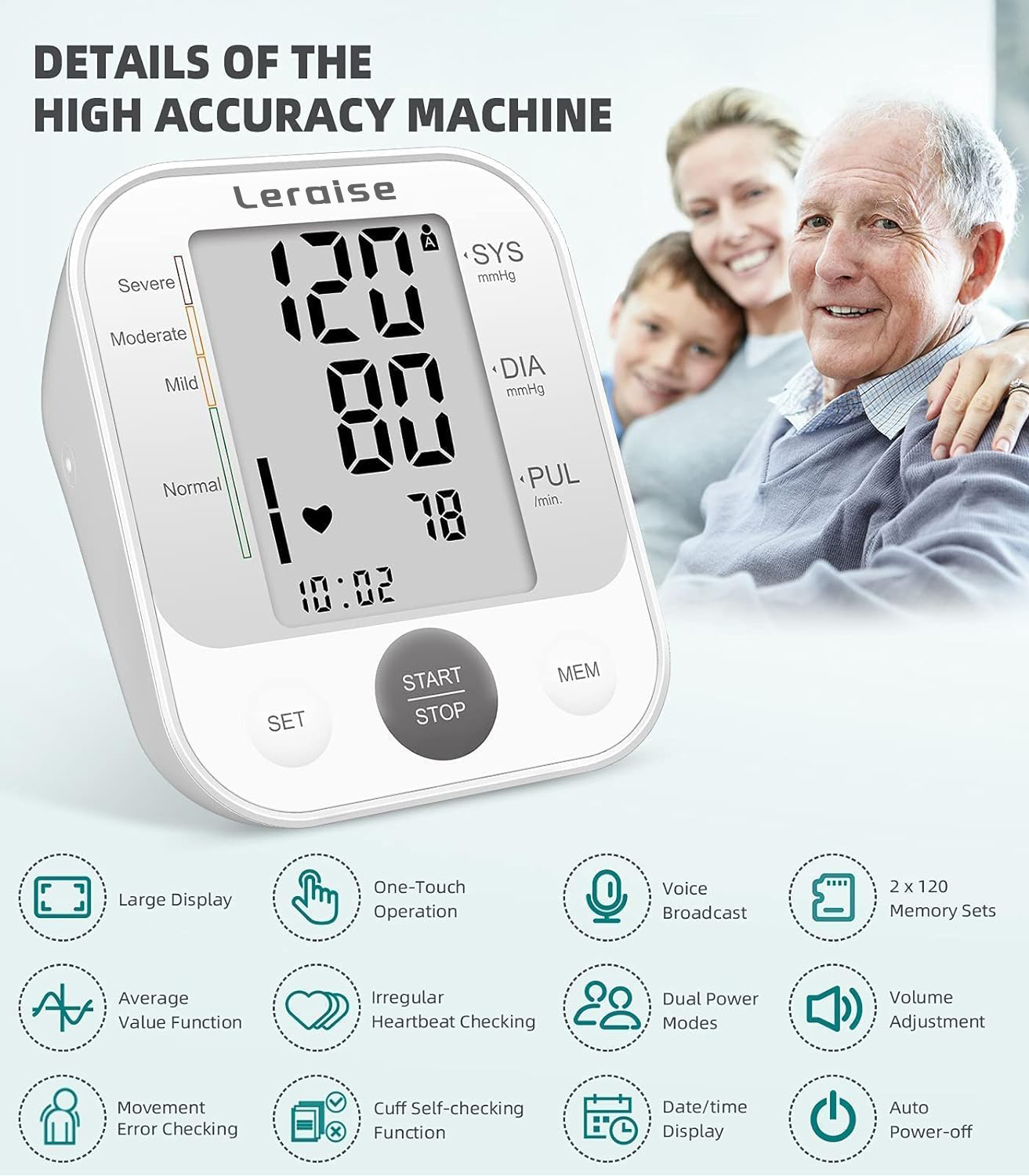 Leraise Upper Arm Blood Pressure Monitor with Voice Broadcast photo 2