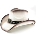 thumbnail image 2 of Straw Cowboy Hat for Men Women Adult, Breathable Lightweight | Straw Woven, Elastic Sweatband,Western Style, Outdoor Sunshade, 2 of 5