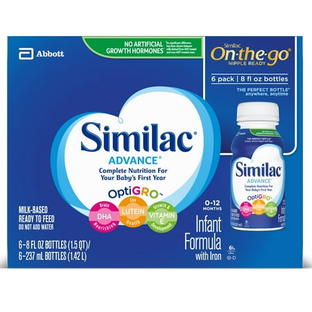 Similac Advance Infant Formula with Iron Baby Formula 8 fl oz Bottles (Pack of