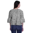 thumbnail image 2 of Moomaya Lace Shirts For Women Bell Sleeve Front Open Top Summer Wear T-Shirt, 2 of 5