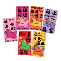 Pekkaxy Year of the Horse Red Envelope 6.62x3.51 Inch Paper Pack, Gold Pattern Festive Design for Money Gifts, Chinese New Year Wedding Holiday Business Use