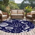 thumbnail image 5 of Summer Marine Life Round Living Room Rugs 7 ft, Line Drawing Ocean Shell Starfish Sea Conch Seaweed Washable Area Rug with Non-Slip Sturdy Edge Binding Round Carpet for Kitchen Office Bedroom, 5 of 9