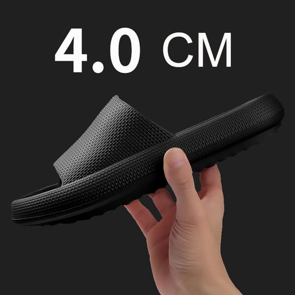 Cloud Thick-Sole Non-slip Slides Soft Sole Breathable Casual Summer Footwear Black 36-37