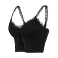 thumbnail image 3 of Playeras,Blusas y Tops,Ropa para Mujer Túnica camisetas sin mangas para las mujeres Top corto de encaje para mujer, camisola transparente sexy, camisola de retazos sin mangas (Black, L), 3 of 6