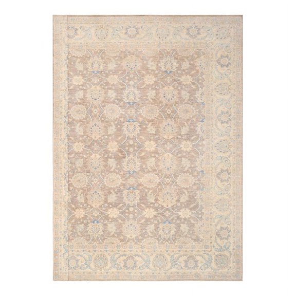 Pasargad Home Denver 181X226" Hand-Knotted Wool Area Rug in Light Brown/Beige