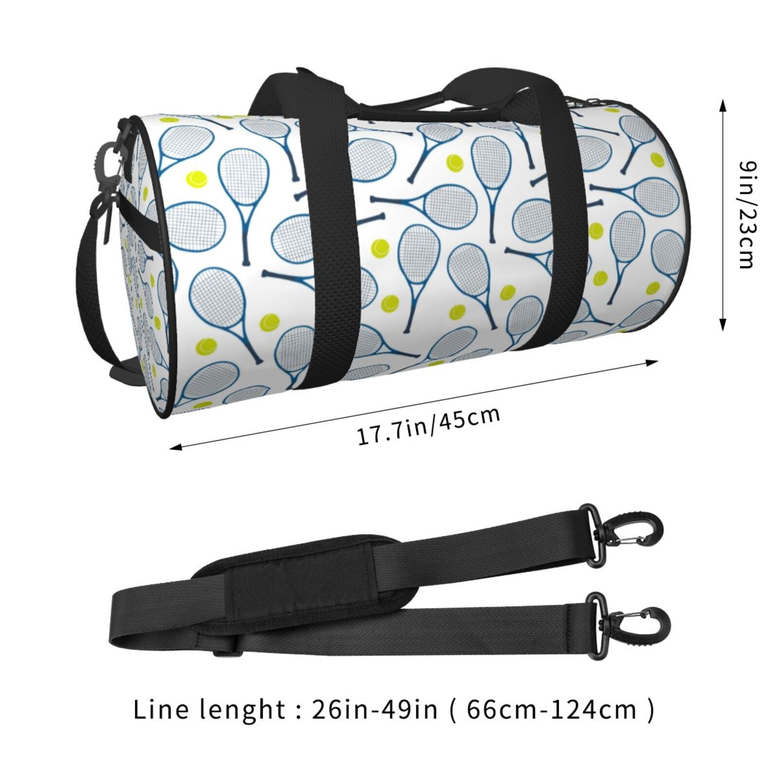 Vsdgher Tennis Rackets And Balls 45L Foldable Duffel Bag, Sports Gym Bag,Overnight Bag, Portable Weekender Bag for Airplanes