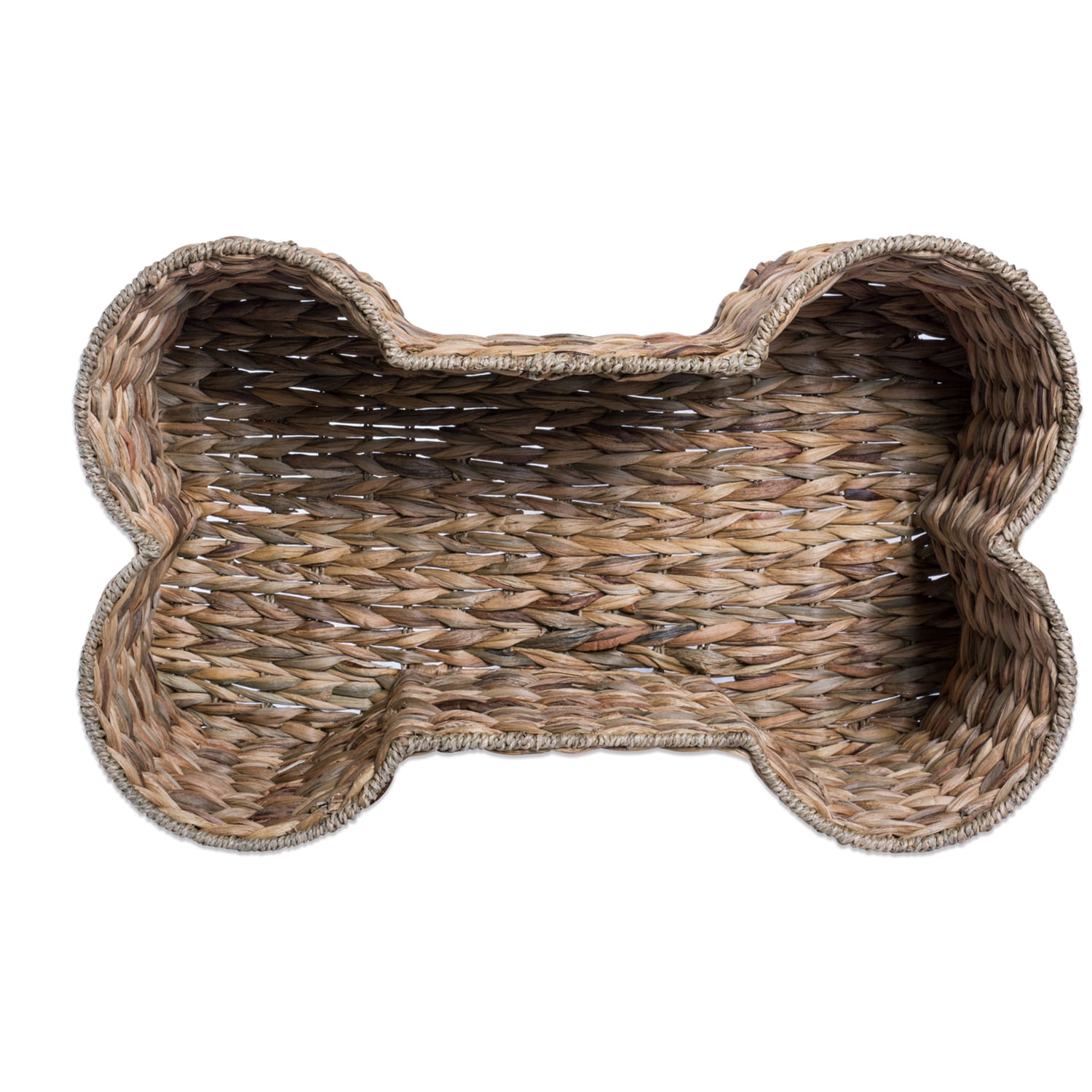 Bone Dry Pet Storage, Bone Shape Hyacinth Toy Basket, Natural, Medium
