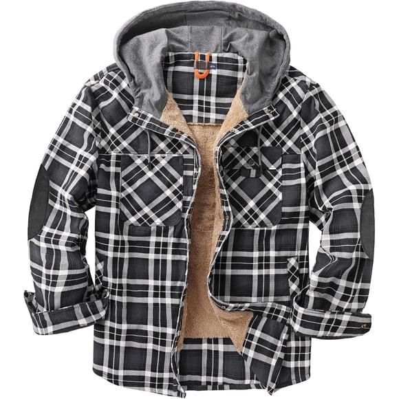 Mr.Stream Men's Cotton Plaid Fleece Lined Work Snap Casual Sherpa Flannel Shirt Jackets