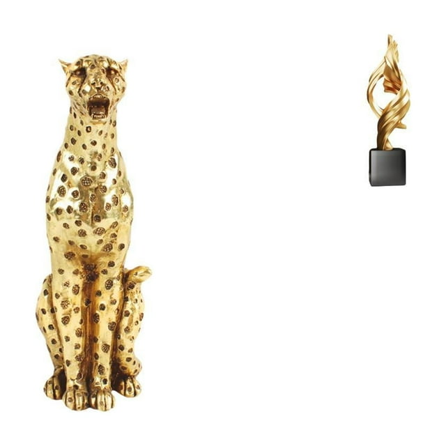 Escultura decorativa de abstracto dorado, figura de resina, centro de mesa, estatua de animal, adorno para la mesa de centro de la oficina.