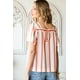 thumbnail image 1 of ABPHQTO Blusa de Mujer Escote Cuadrado Abotonada Espalda Rayas Naranja, 1 of 5