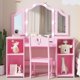 thumbnail image 1 of Yeshouse tocador infantil con luces, set 2 en 1 de escritorio y silla de maquillaje de princesa, espejo iluminado, estantes y armario de almacenamiento, ideal para niñas pequeñas, 1 of 6