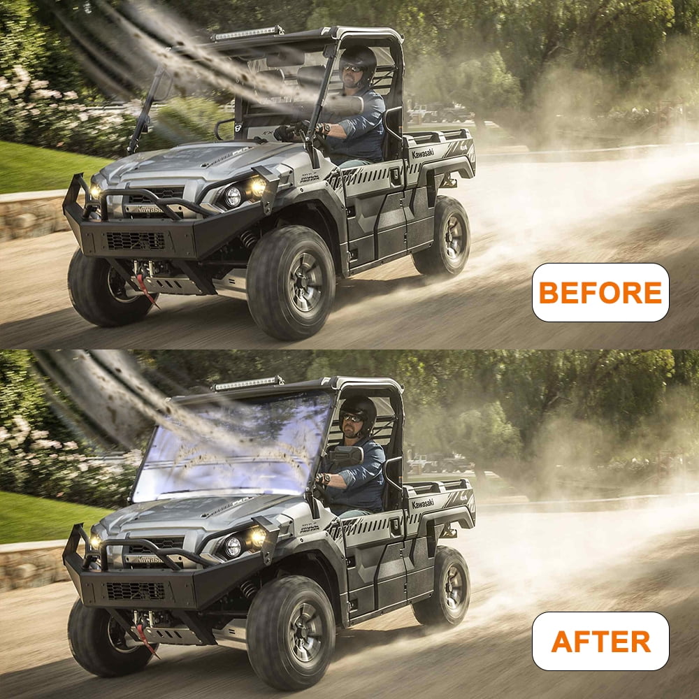 Kojem Folding Windscreen Front Clear Flip Windshield for All Years Kawasaki Mule 3000 3010