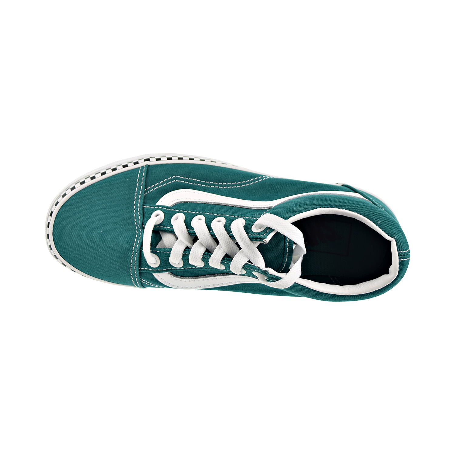 vans old skool checkerboard foxing quetzal green skate shoes