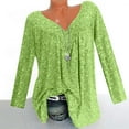 thumbnail image 2 of JINMGG Womens Tops,Women Plus Size Long Sleeved V-Neck Print Blouse Pullover Tops Shirt,Green XXXL, 2 of 8