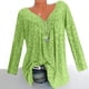 thumbnail image 1 of Qucoqpe - Camisetas tipo túnica de manga larga con cuello en V, fruncidas, lisas, de talla grande, para mujer, estilo informal, holgadas, en liquidación, 1 of 5