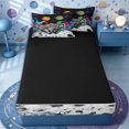 thumbnail image 4 of Erosebridal Psychedelic Space Astronaut Zipper Full Size Comforter Sets with Fitted Sheet and 2 Pillowcases,Food Pizza Zipper Bedding Set,Black Neon Purple,4pcs,Black Reversible, 4 of 6