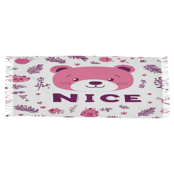 BZSMCE Women Scarf Cute Bears Printing Simple Pattern Soft Warm Long Large Scarves