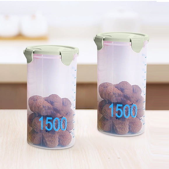 Amzcrzy Plasti C Storage Jar avec Pots de Rangement Ronds Gradués Pots Scellés Pots en Plastique Cuisine avec Couvercles Pots à Collation Pots de Rangement pour Grains Pots de Rangement Yogourt Fromage Pots à Gâteau Essentiels pour Dortoir
