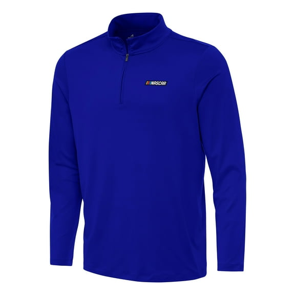Men's-Antigua Royal NASCAR Merchandise Reprocess Quarter-Zip Top