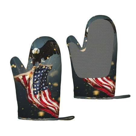 

Zufioo North American Bald Eagle1 Print Silicone Anti-Scalding Gloves Kitchen Hanging Rope Gloves Kitchen Utensils Suitable for Barbecue Baking Cooking