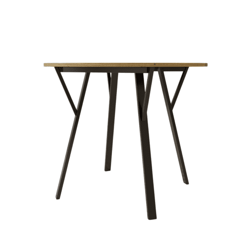 35 Inch Round Dining Table, Small Space Kitchen Table for 2-4 People, Modern Industrial Circle Table with Black Metal Legs & Brown MDF Top, Compact Dining Room Table