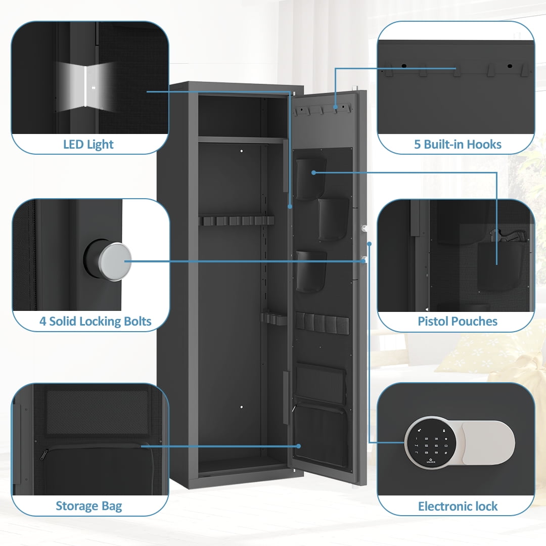 Dawmilon 10-12 Gun Safe, Quick Access Large Gun Safe for Home Rifles and Pistols, Gun Cabinet, Rifle Safe with Digital Keypad