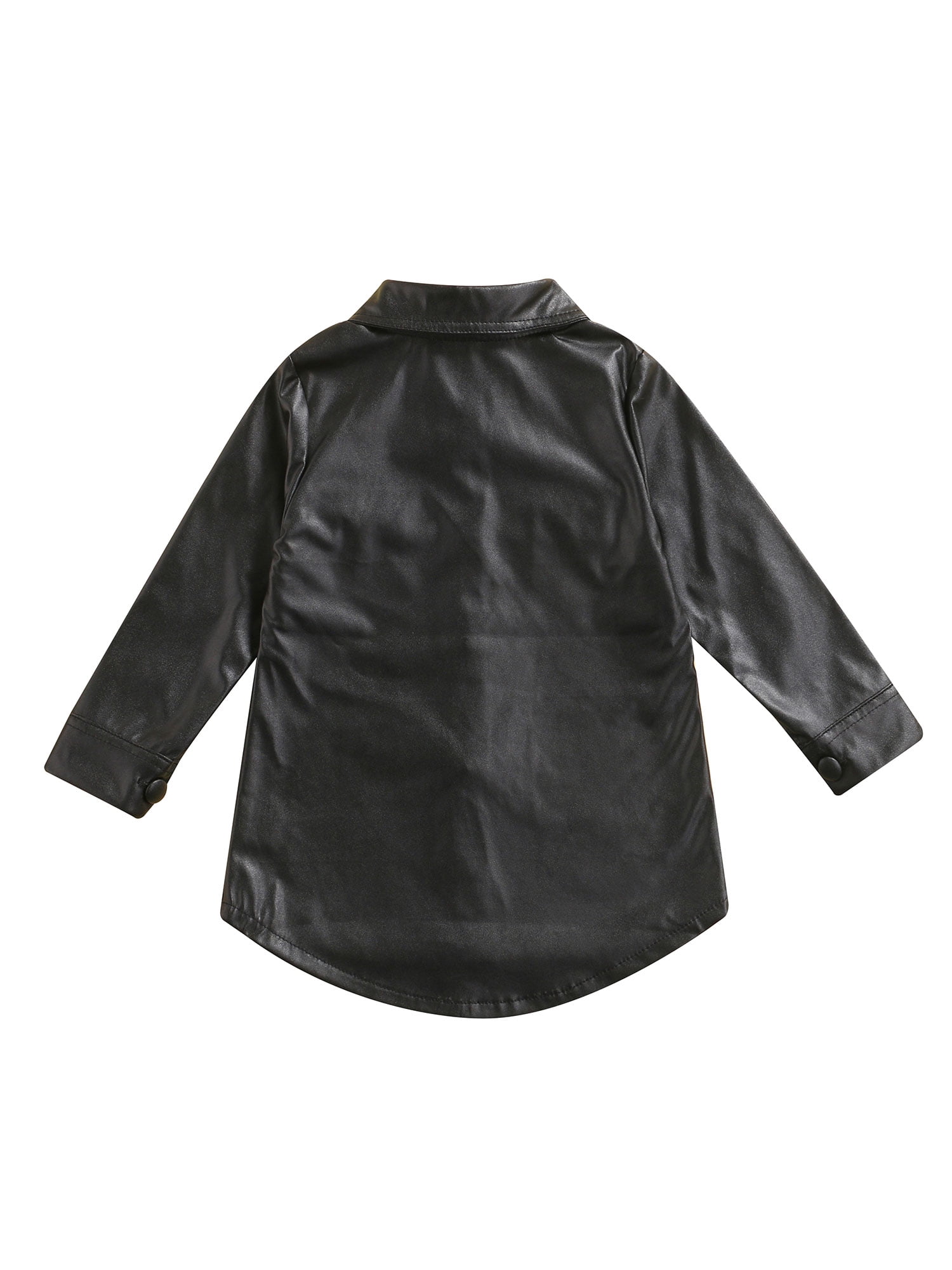 Kiapeise 2 7y Autumn Kids Girls Dress Pu Leather Long Sleeve Single Breasted Straight Knee Length Dress Coat Walmart Com Walmart Com