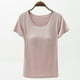 thumbnail image 4 of Camiseta de mujer de manga corta con almohadilla para el pecho de verano, sujetador de color liso, media manga, se puede usar como camisa de fondo, 4 of 6