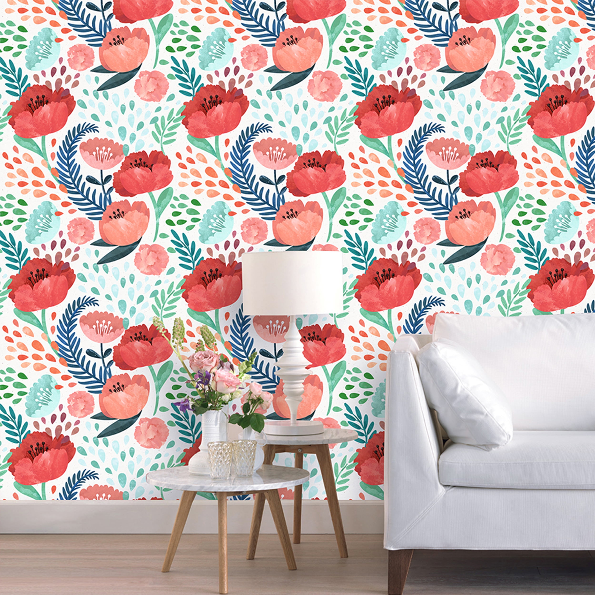 Home Cal Flower Printed Peel and Stick Wallpaper Roll Waterproof SelfAdhesive Brick Contact