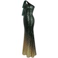 thumbnail image 4 of Angel-fashions Women's Asymmetric Ribbon Gradual Sequin Mermaid Prom Dress, 4 of 7