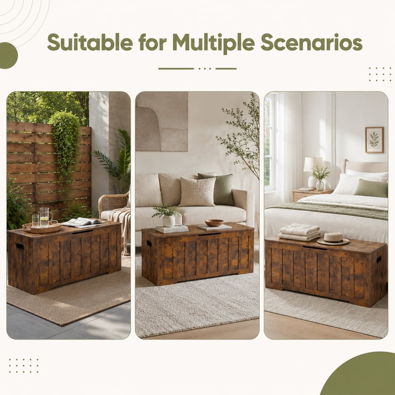 Gianna Wooden Storage Bench Rust Brown 47.2 x 15.7 x 19.1 in photo 3
