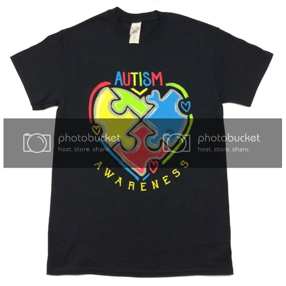 Girlie Girl Originals Youth Autism Awareness Puzzle Heart T-Shirt-Small Black