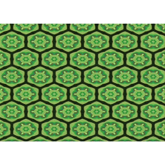 Ahgly Company Indoor Rectangle Patterned Nebula Green Area Rugs, 5' x 7'