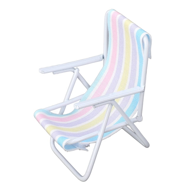 Silla De Playa En Miniatura, Decoración De Casa De Muñecas Con Marco De Hierro Realista, Escala 1/12, Adecuada Para Adultos, Niños Y Bebés, Modelo De Silla En Miniatura, Decora