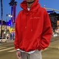 thumbnail image 3 of MHFRRA Sudadera con Capucha y Estampado de Letras para Uso Informal y Comodidad Diaria Rojo, 3 of 5