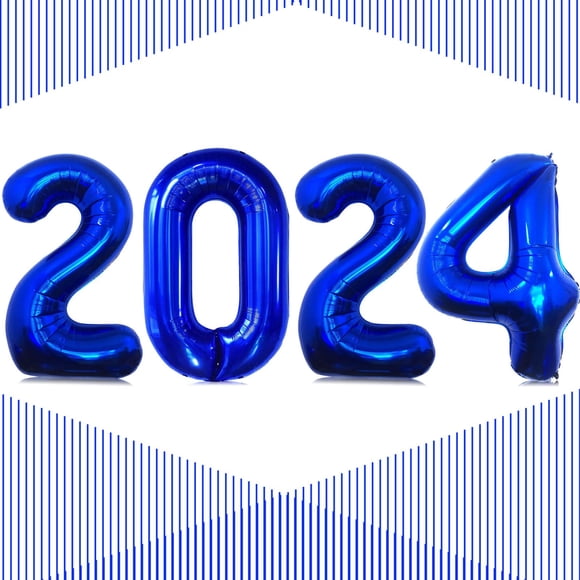Globos LHOAVWE 2024 número 40 pulgadas azul marino para Año Nuevo