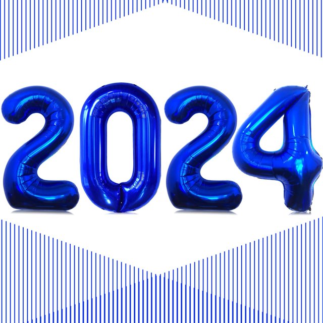 Globos LHOAVWE 2024 número 40 pulgadas azul marino para Año Nuevo