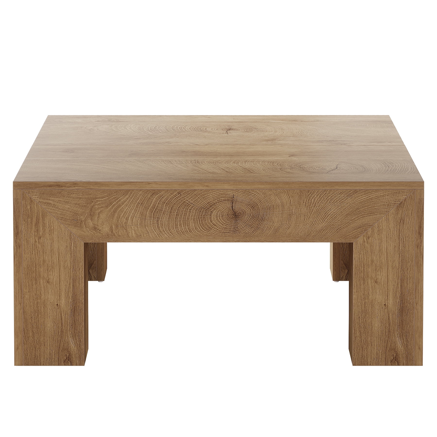 Fnova 39.4" Square Coffee Table, Farmhouse Wood Accent Center Cocktail Table with Sturdy Wooden Legs for Living Room, Easy Assembly