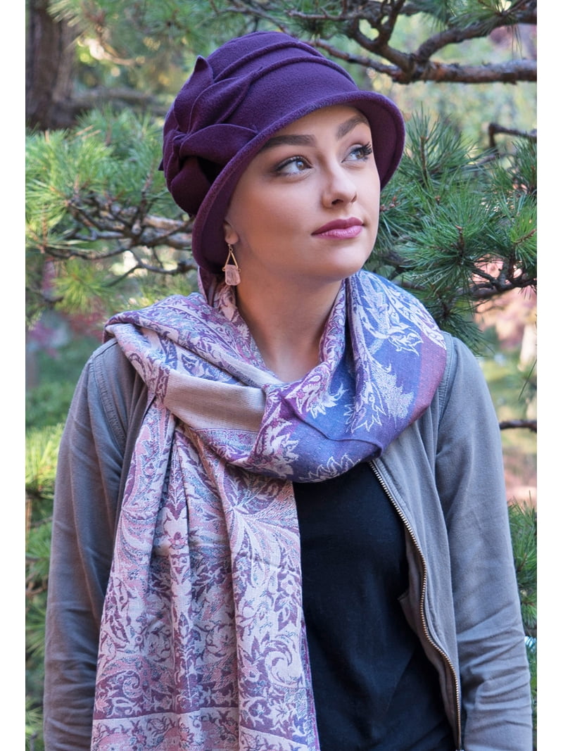 Fleece Flower Cloche Hat for Women Cancer Headwear Chemo  display picture 2