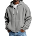 thumbnail image 2 of Dwellite Men's Hoodie Full Zip Waffle Casual Long Sleeve Hooded Sweatshirt with Pockets Light Gray M, 2 of 7